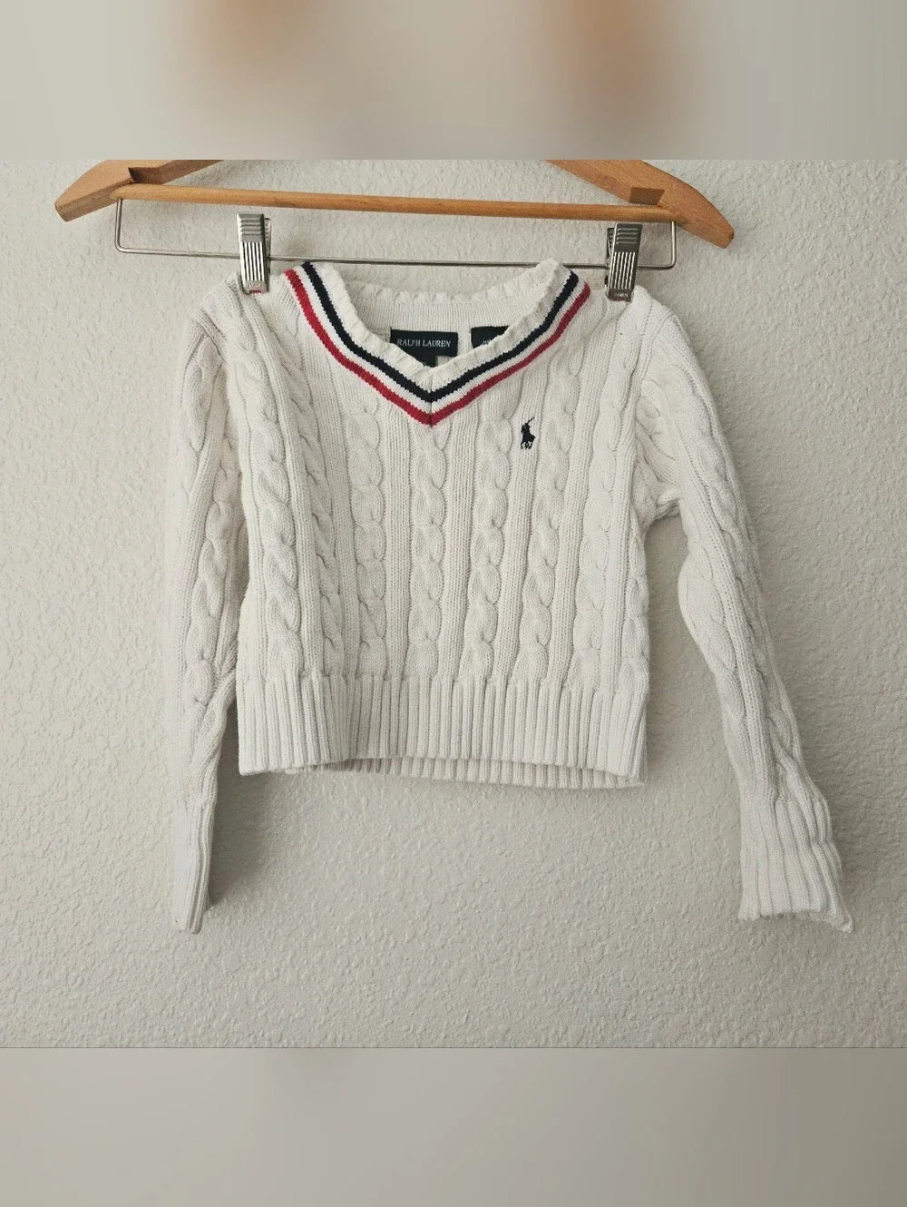ralph lauren 100% cotton toddler v neck polo sweater, 2t